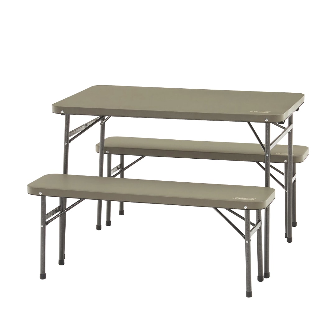 Coleman® Set de Mesa y Bancos, Plegables, de 102 cm, Beige