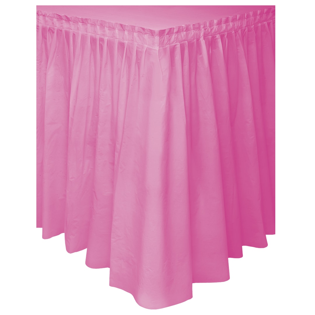 Hot Pink Solid Plastic Table Skirt, 29" x 21 ft