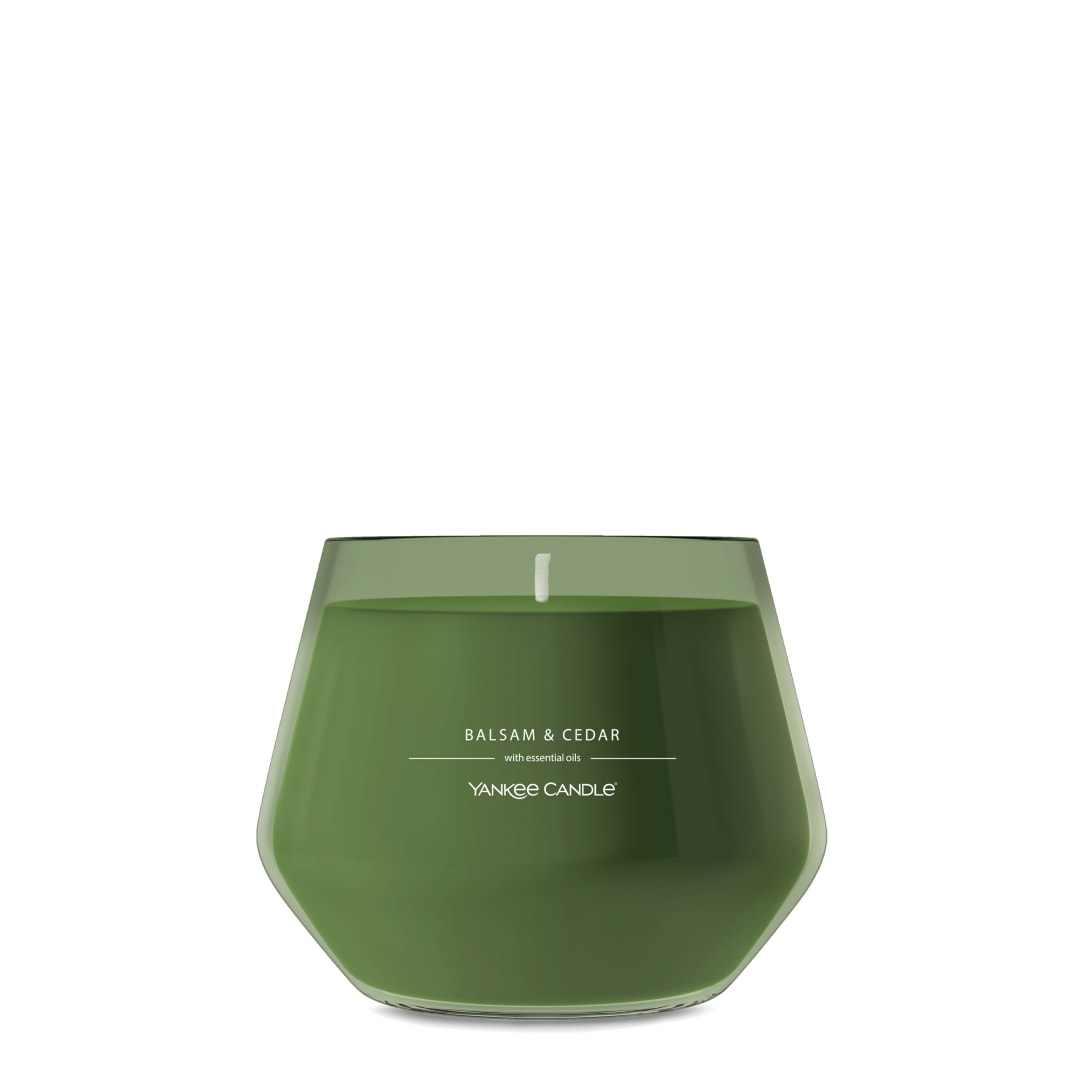 Yankee Candle® Studio Scented Candle with up to 50 Hour Burn Time, Premium Plant Wax Blend for Consistent Burn, 10 oz Jar Candle with Room Filling Fragrance, Balsam & Cedar
