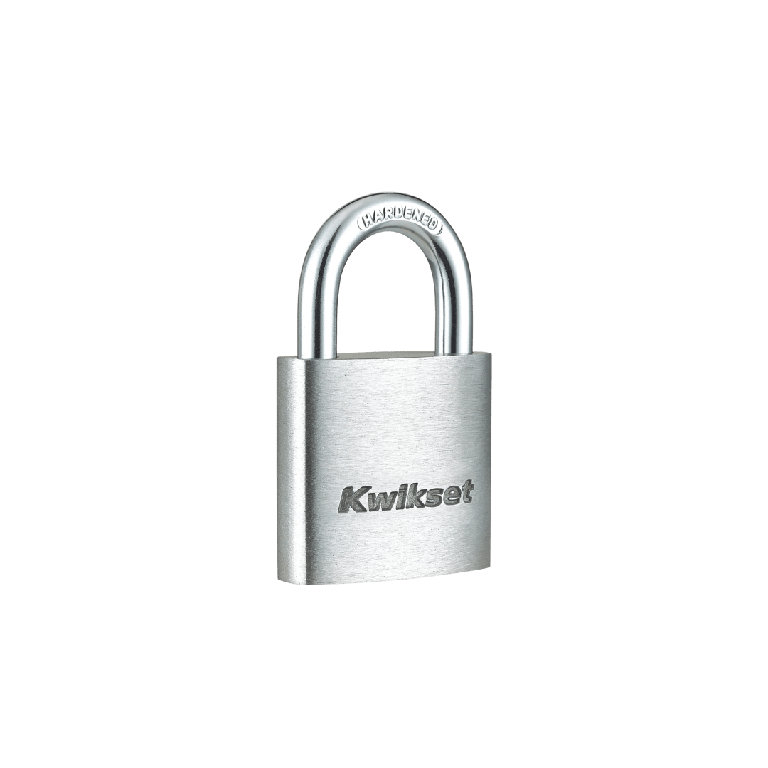 Kwikset Aluminum Padlock with Hardened Steel Shackle, 1-1/4 in Body, 5/8 in Shackle, 1 Pack