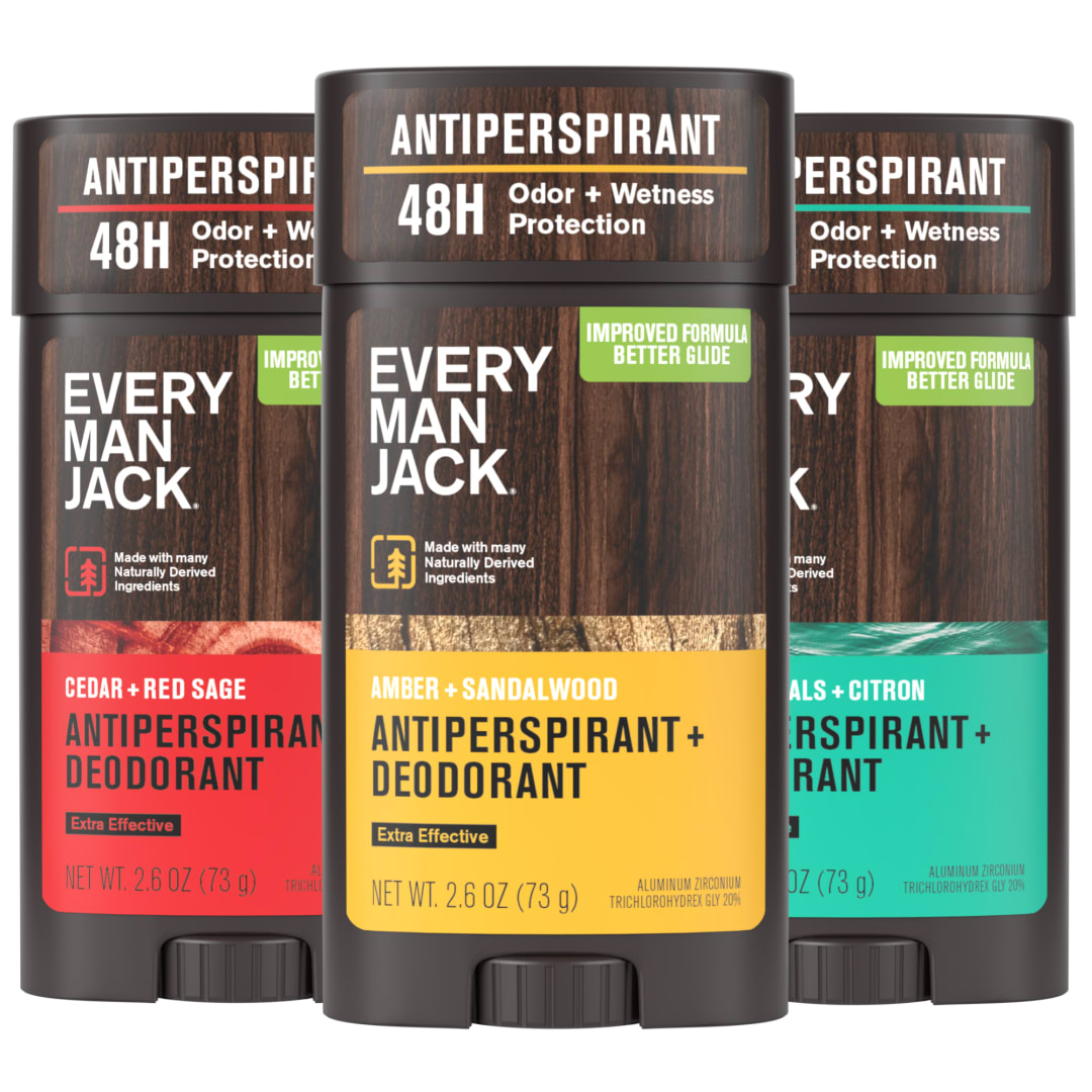 Every Man Jack Men’s Antiperspirant Deodorant Variety Pack – New & Improved Formula – Outdoor Inspired Scents - 48-Hour Odor & Sweat Defense– 2.6 oz (3 Pack)