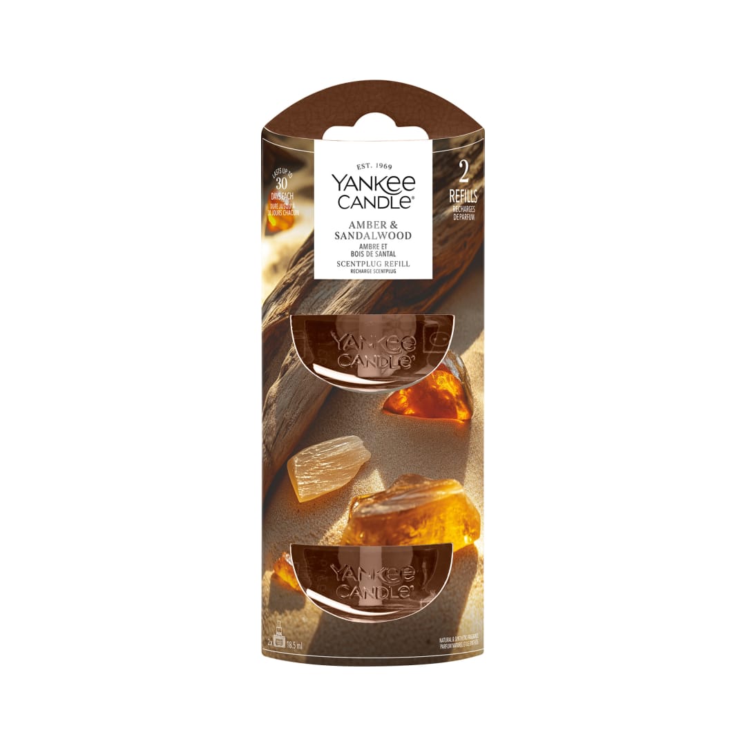 Yankee Candle Recambio de ambientador Scent Plug | Amber & Sandalwood | Para espacios pequeños y medianos | Fragancia duradera