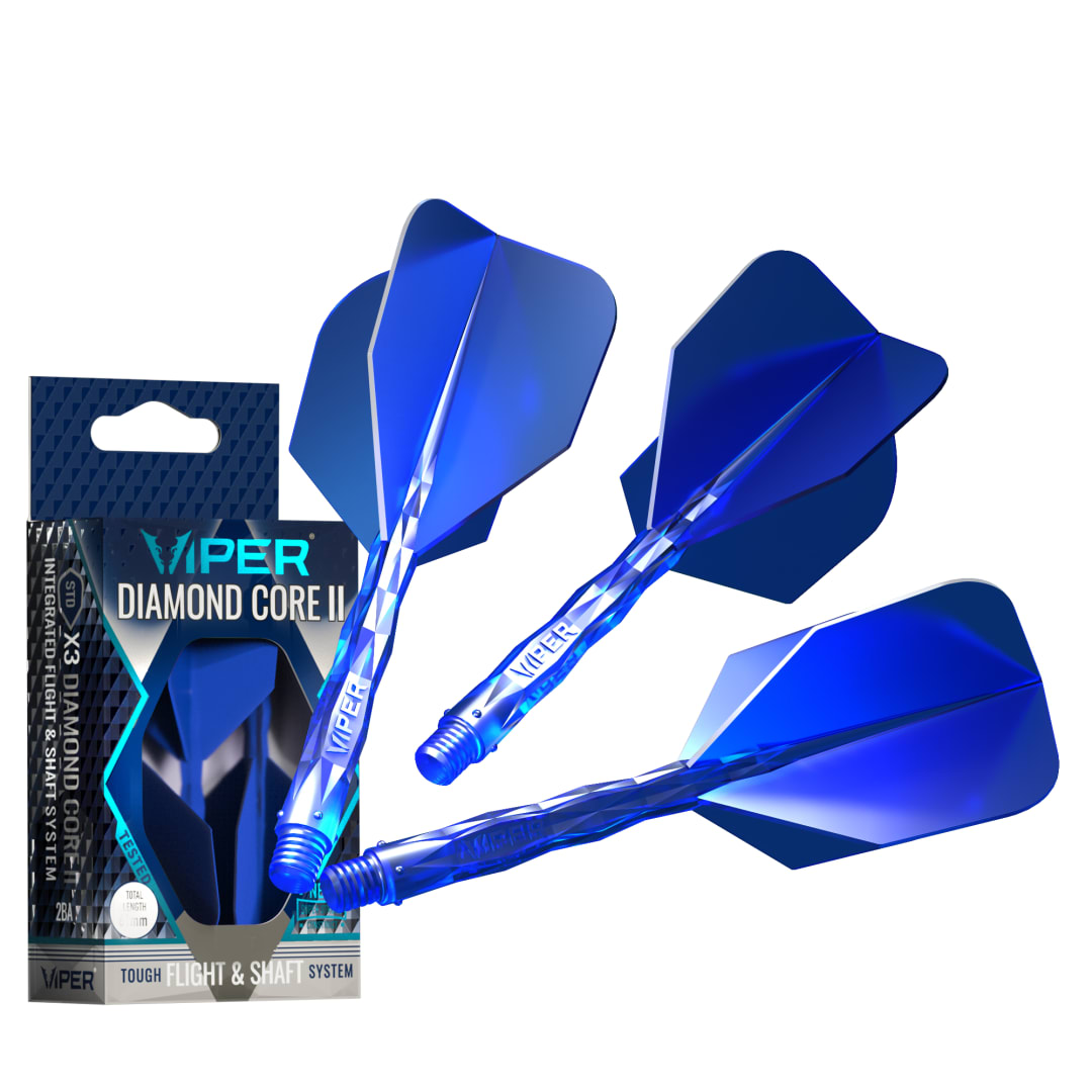 Viper Diamond Core II Integrated Dart Flight & Shaft System - Medium Shaft, Standard Flight - Blue