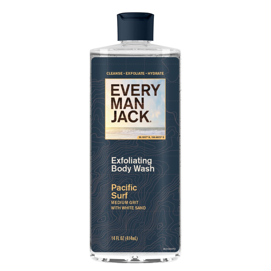 Every Man Jack Pacific Surf Hydrating Exfoliating Body Wash Scrub for Men, Naturally Derived, 14 oz