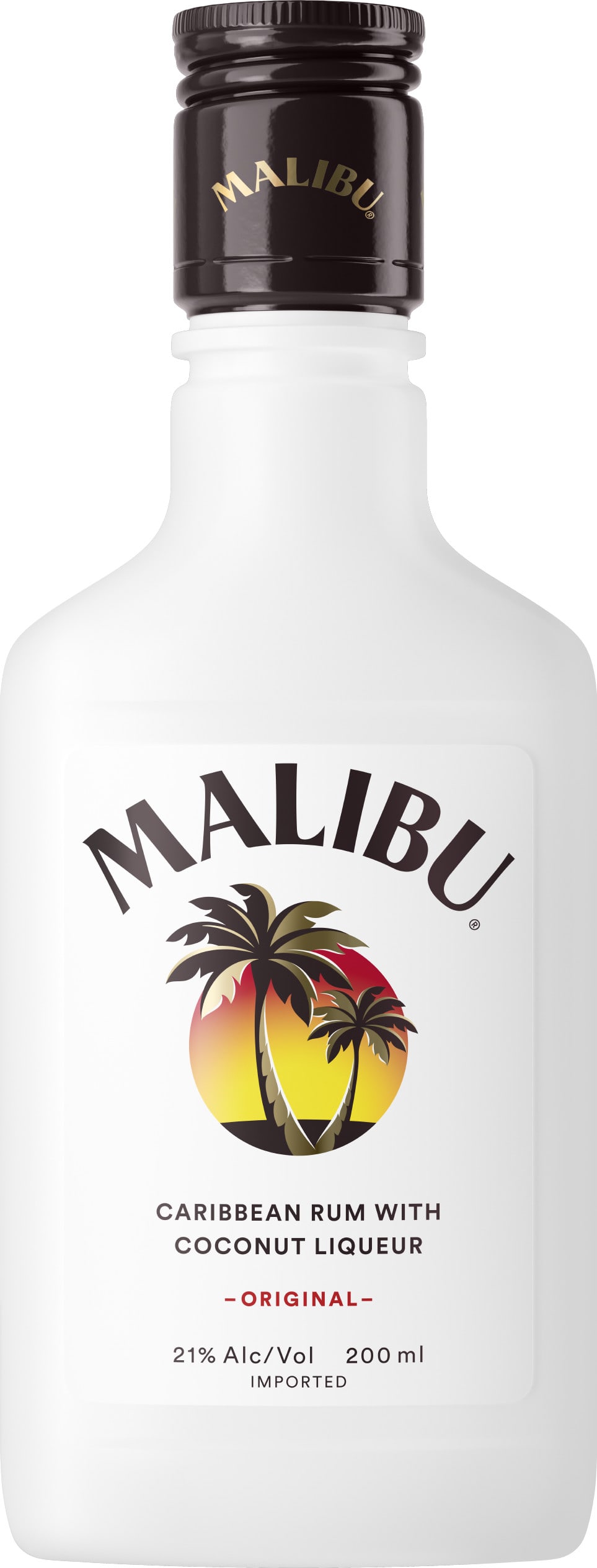 Malibu White Rum with Coconut Liqueur, 200 ml Flask, 42 Proof