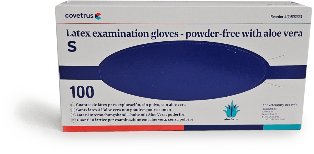 Covetrus Powder-Free Latex Examination Glove with Aloe Vera, White, Small