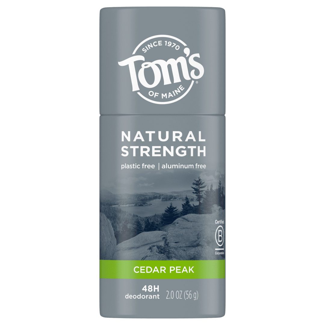 Tom's of Maine Natural Strength Plastic-Free Aluminum-Free Deodorant for Men, Cedar Peak, 2 oz.