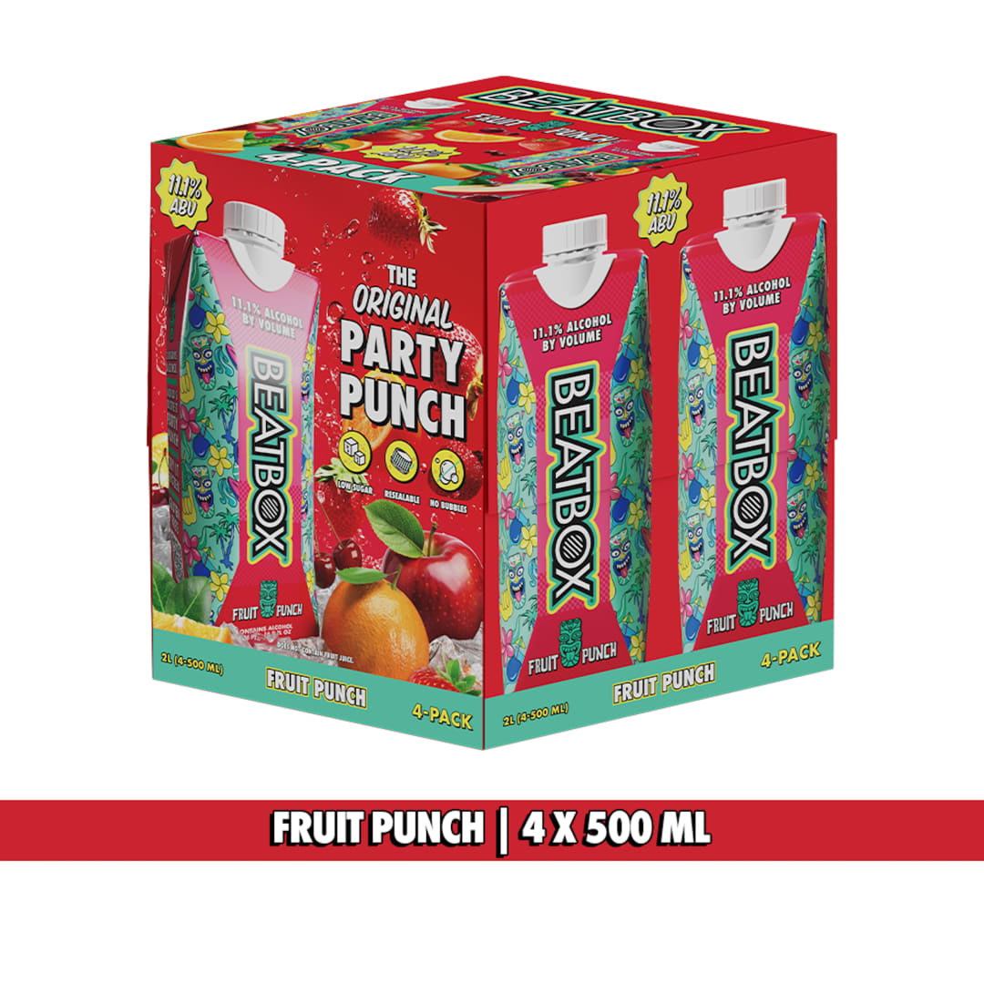 Beatbox Tetra Fruit Punch Hard Punch, 16.9 fl oz 4 Pack Box 11.1% ABV