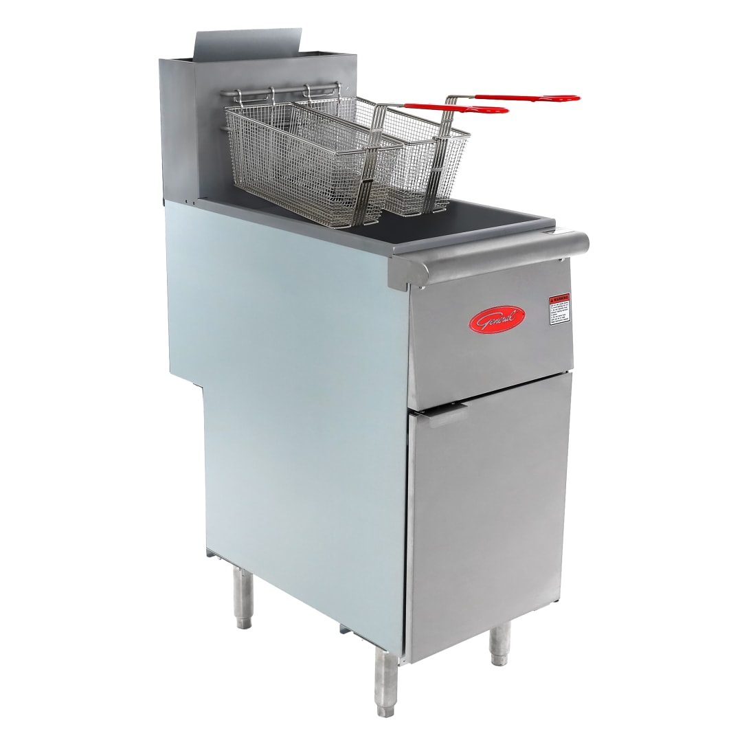 General Commercial Natural Gas Deep Fryer, 40 lb, 90,000 BTU, in Stainless Steel (GFF3-40N)
