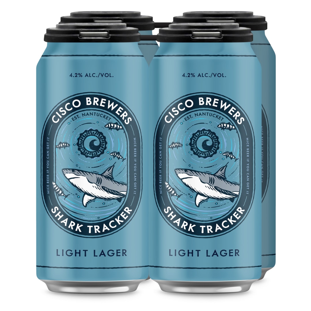 Cisco Brewers Shark Tracker Light Lager, 4 Pack Beer, 16 fl. Oz. Cans, 4.2% ABV