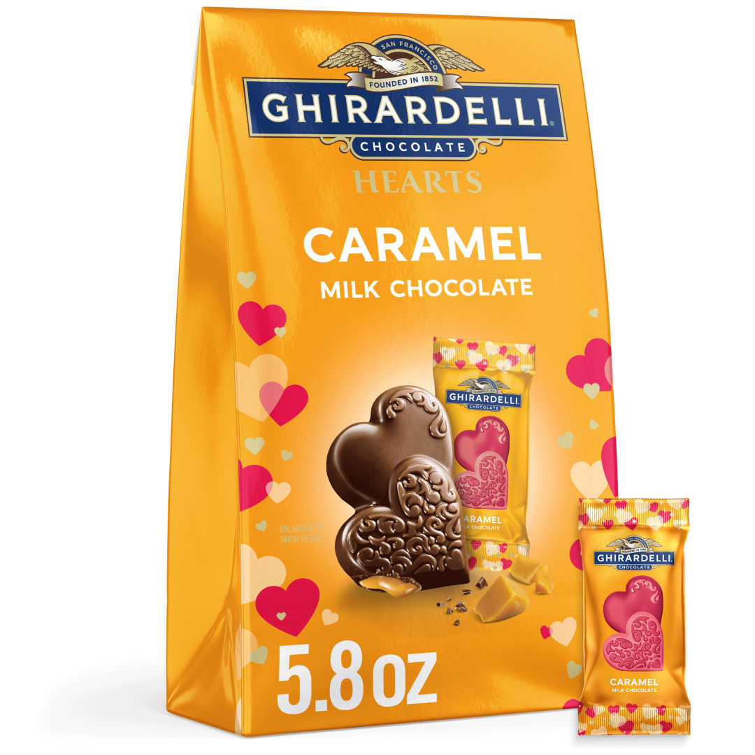 GHIRARDELLI Caramel Milk Chocolate Hearts, 5.8 oz Bag