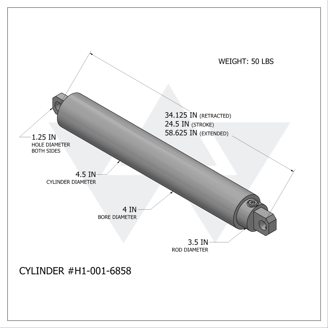 Wastebuilt® Replacement for Heil Tailgate Raise Cylinder F5000 (4" X 3.5" X 24.5")