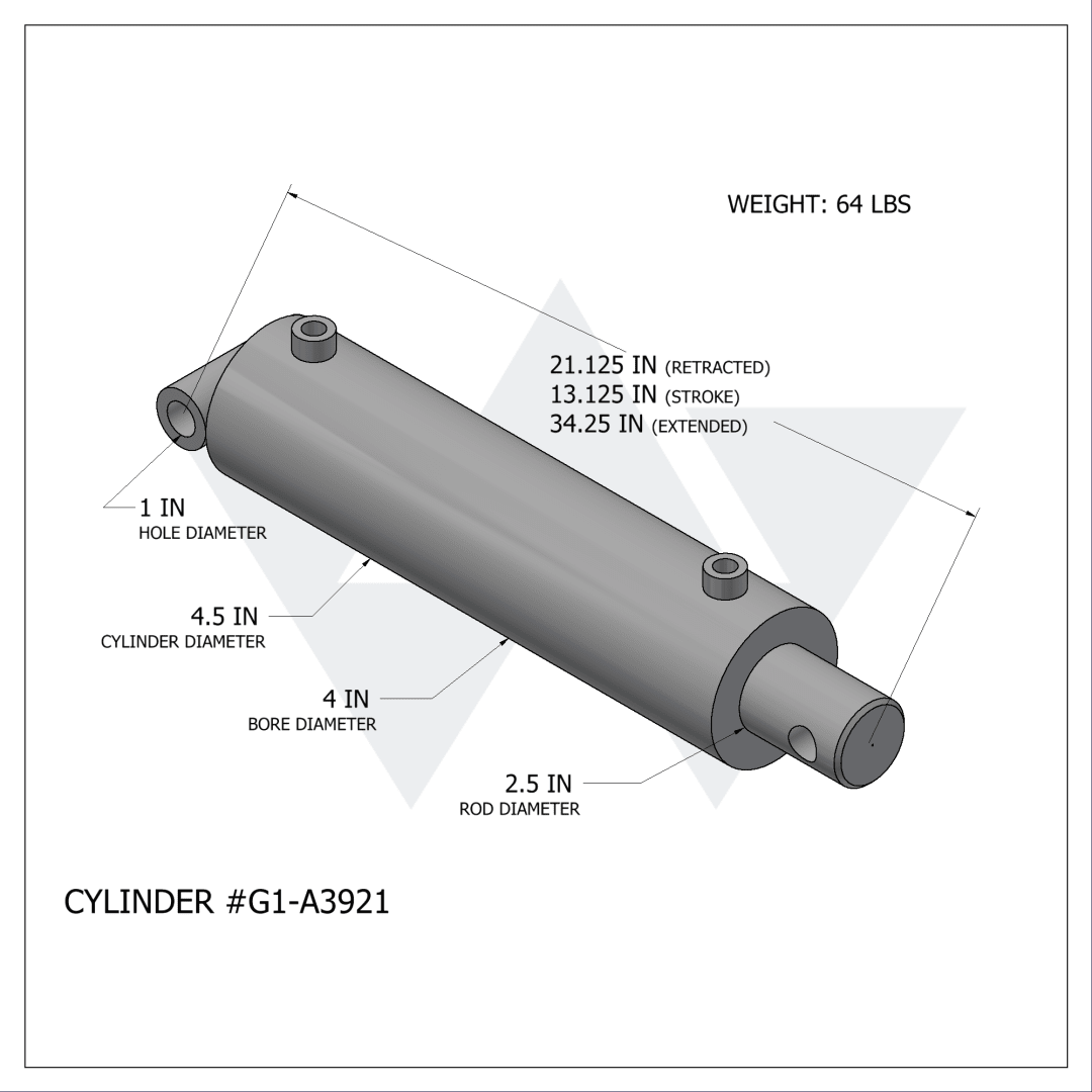 Galbreath™ Double Acting Cylinder (4" X 2.5" X 13")