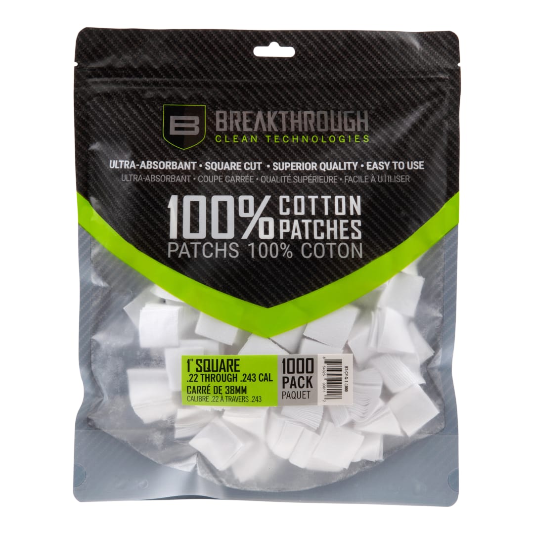 BCT™ Cotton Patches, 1" Square, .22 Thru .243 Caliber, 1,000-Pack