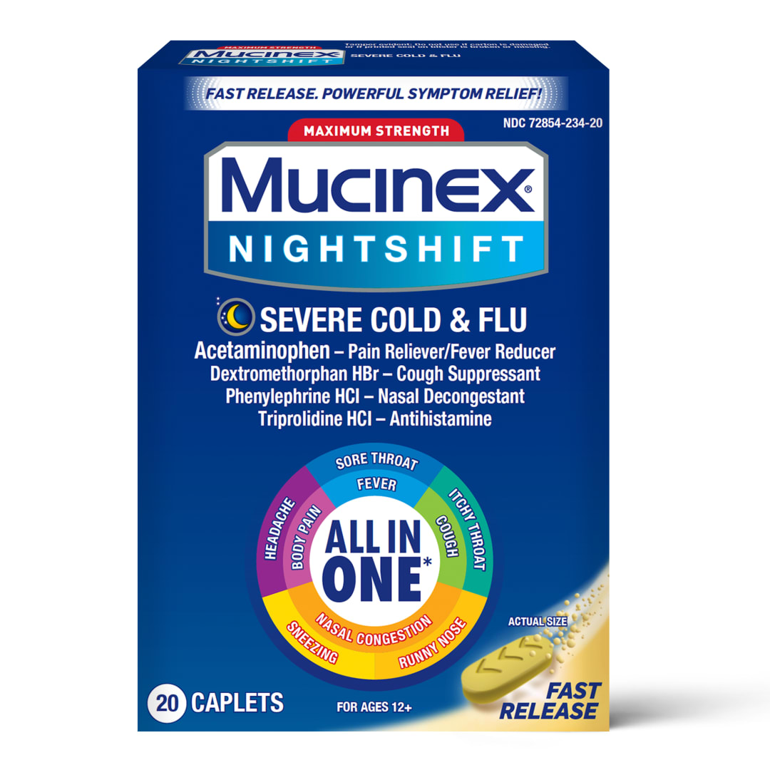 MUCINEX® Nightshift® Severe Cold & Flu - Caplets - 24/20 ct.