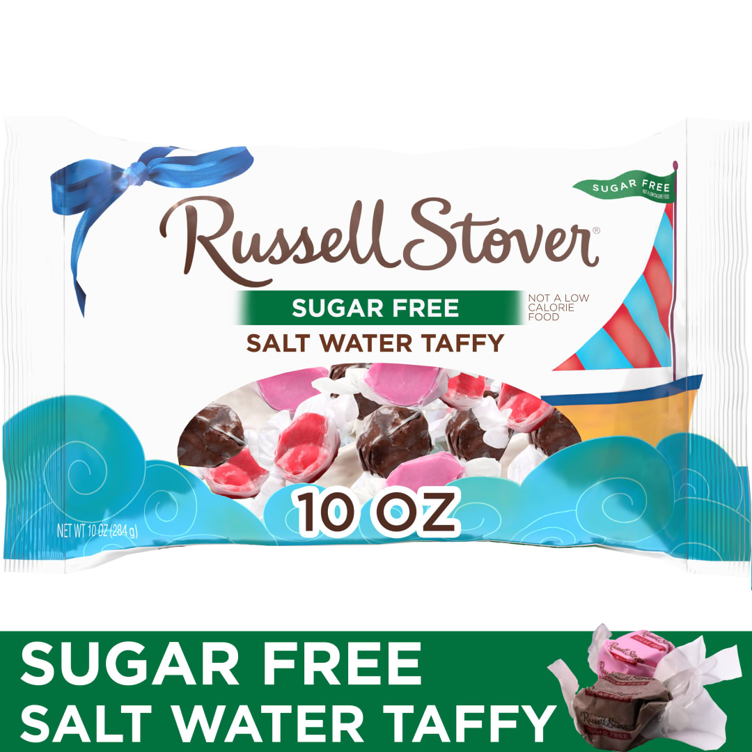 RUSSELL STOVER Sugar Free Salt Water Taffy Candy, 10 oz. bag