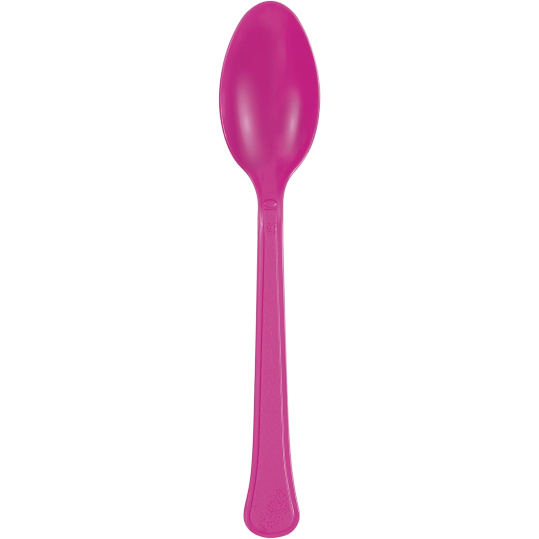 Neon Pink Solid Premium Plastic Spoons, 20ct