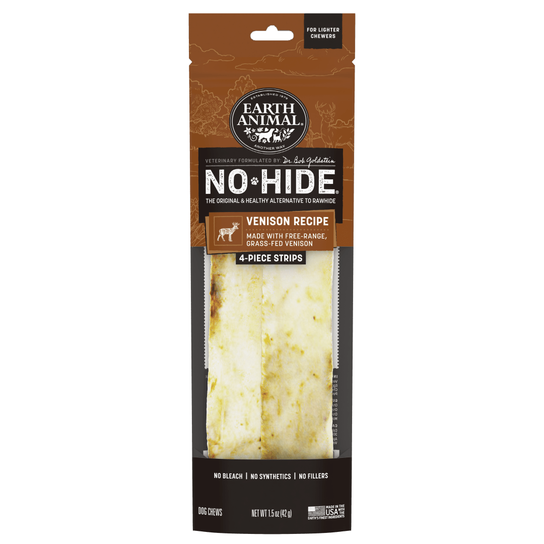 Earth Animal No-Hide Strips Venison Recipe Dog Treat, 4 Pack