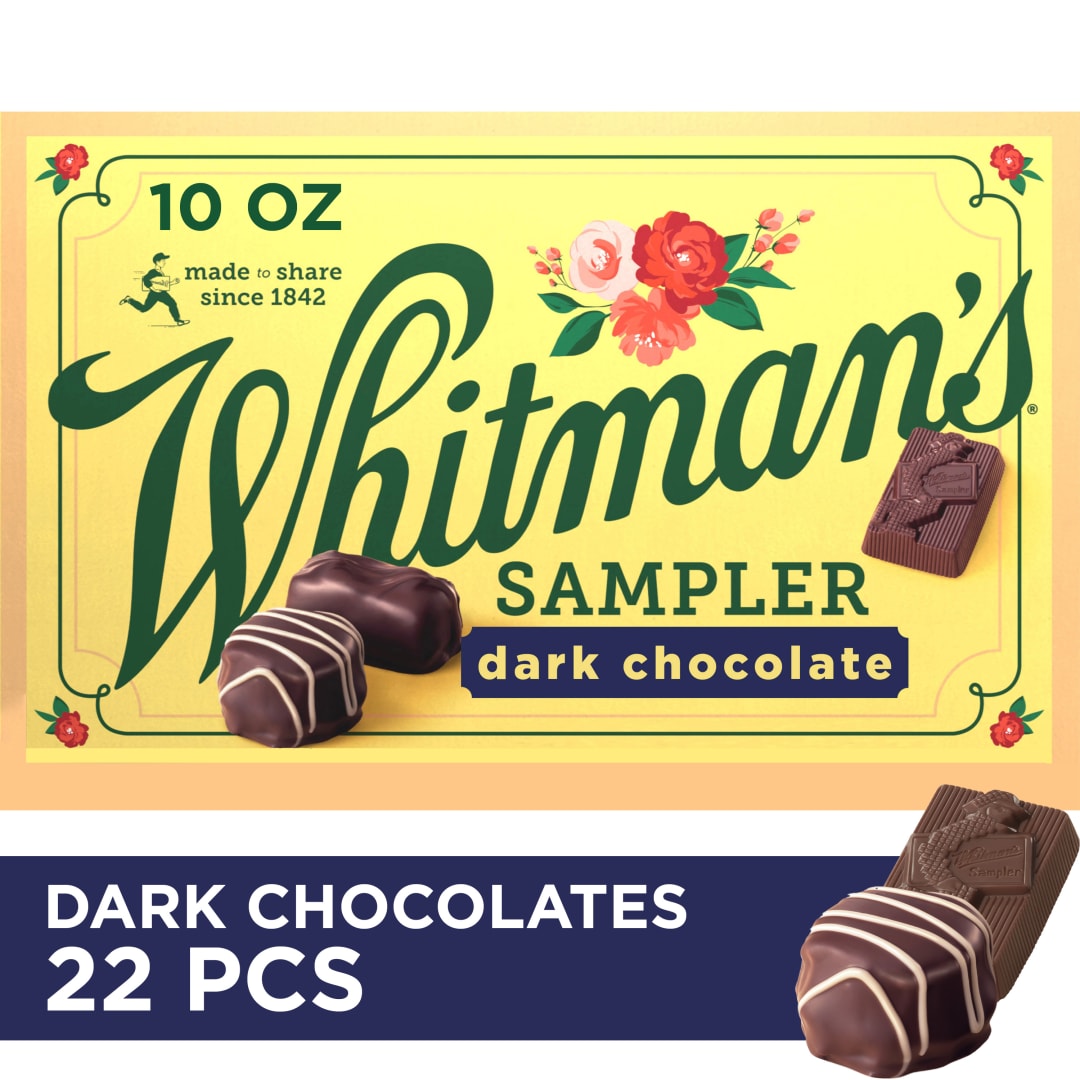WHITMAN'S SAMPLER Assorted Dark Chocolate Candy Gift Box, 10 oz.