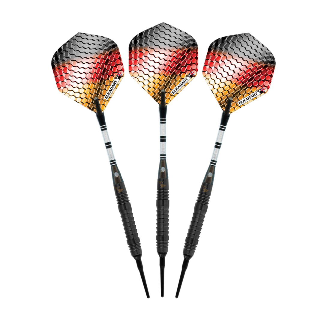 Elkadart Titanium 90% Tungsten Soft Tip Darts Black Titanium Coating Shark Fin Barrel 16 Grams