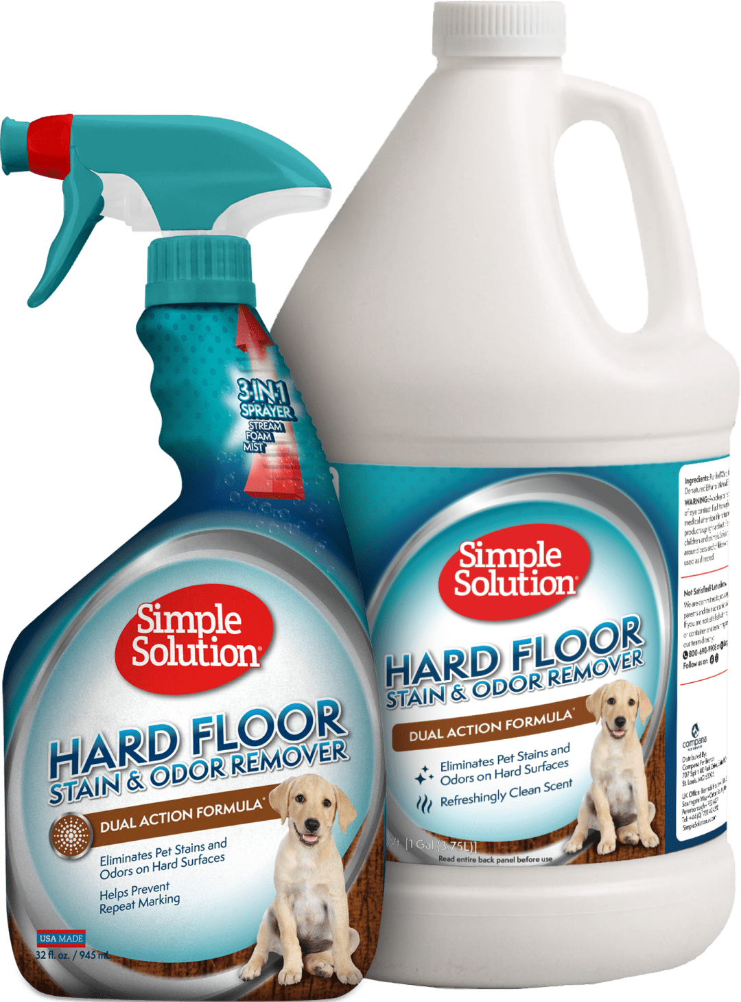 Simple Solution Hard Floor Pet Stain and Odor Remover, 32oz and Gallon Bundle
