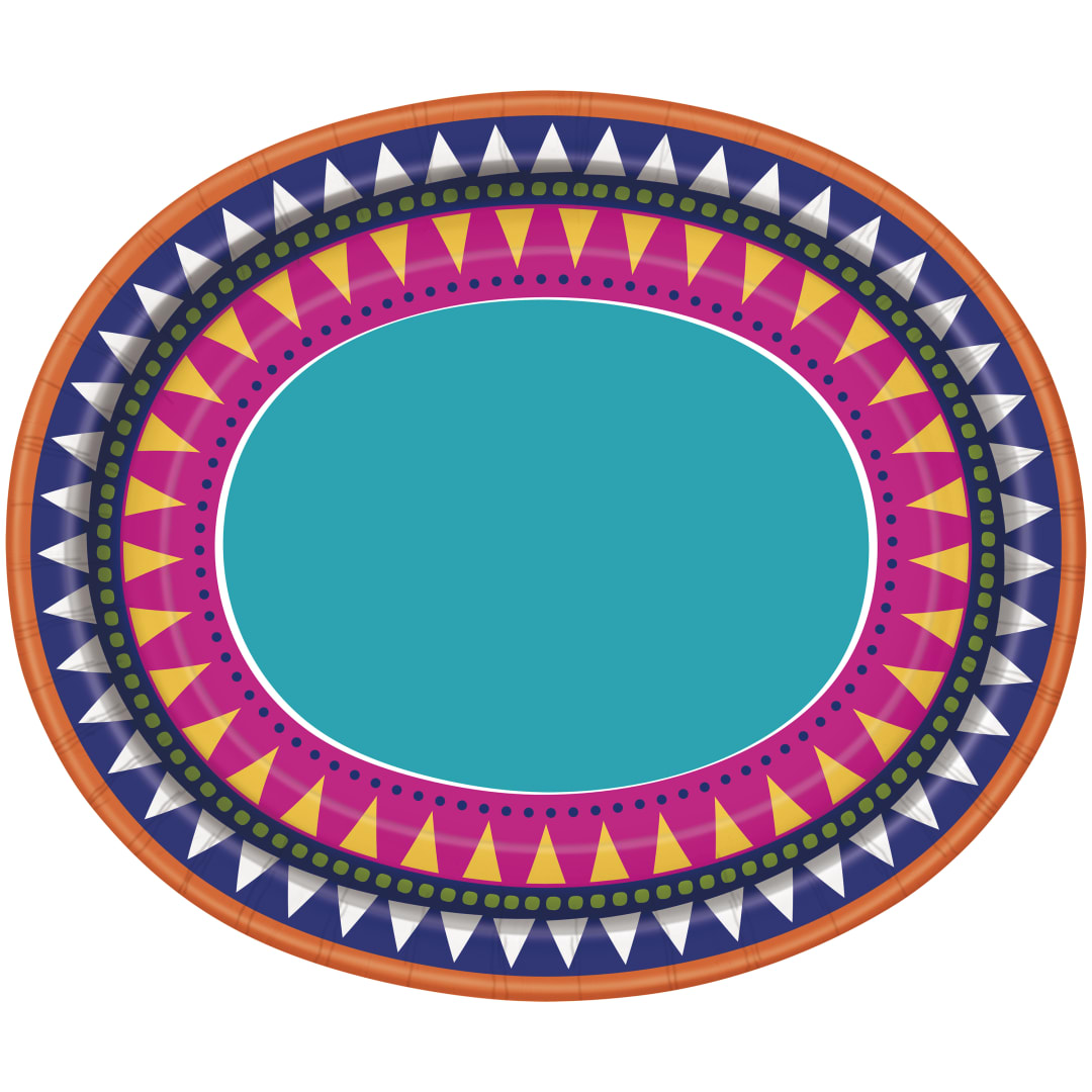 Boho Fiesta Oval 12" Plates, 8ct