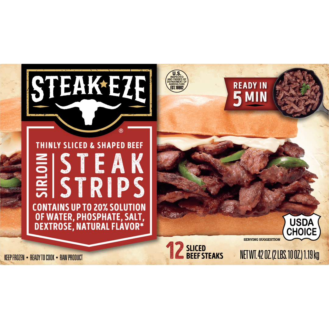 Steak-EZE® Thinly Sliced Sirloin Beef Steak Strips, 12 Count (Frozen)