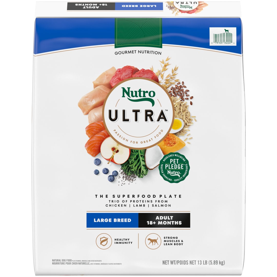 Nutro Ultra Adult Large Breed Dry Dog Food, Chicken, Lamb and Salmon Protein Trio, 13 lb Bag