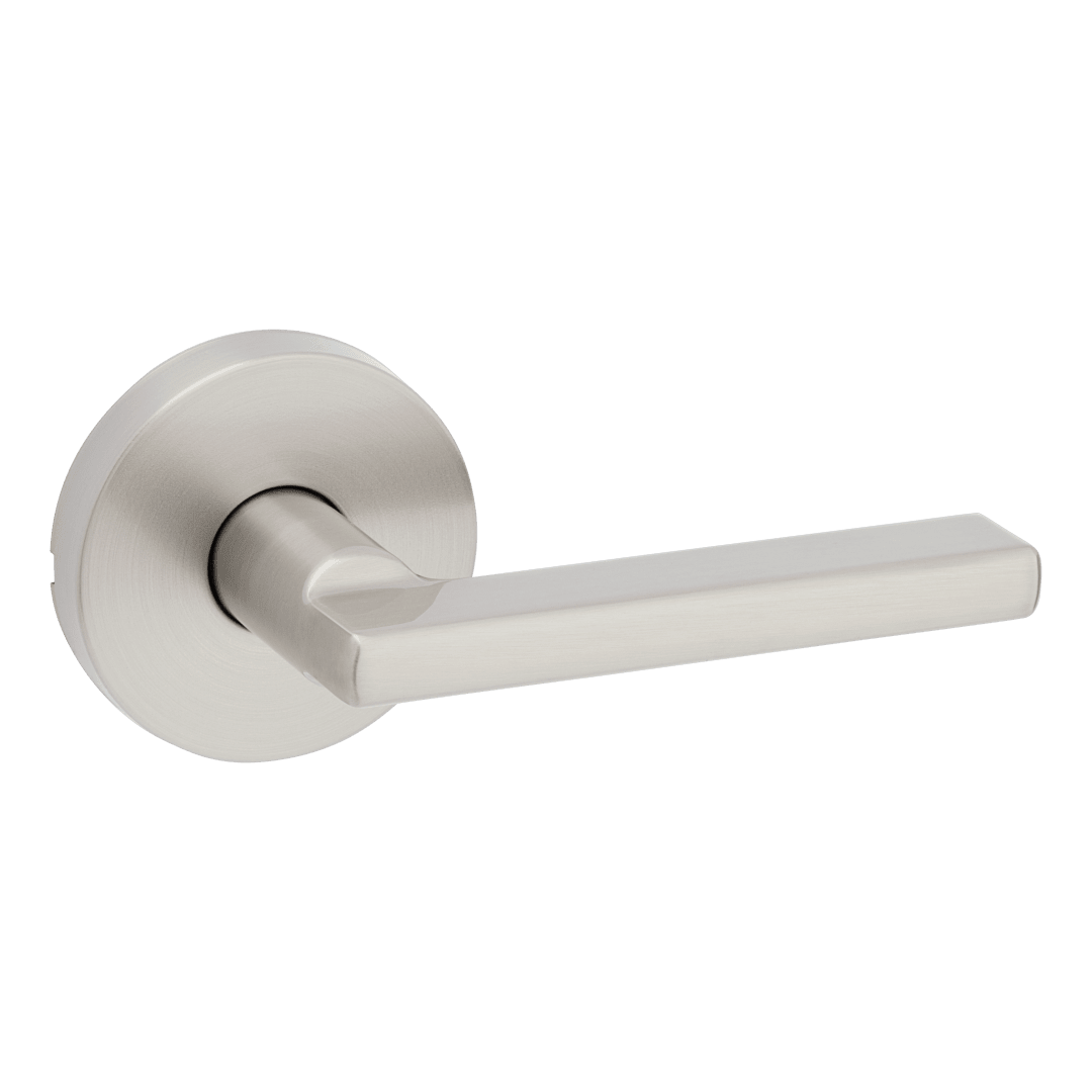 Halifax Hall/Closet Door Lever with Round Rosette in Satin Nickel