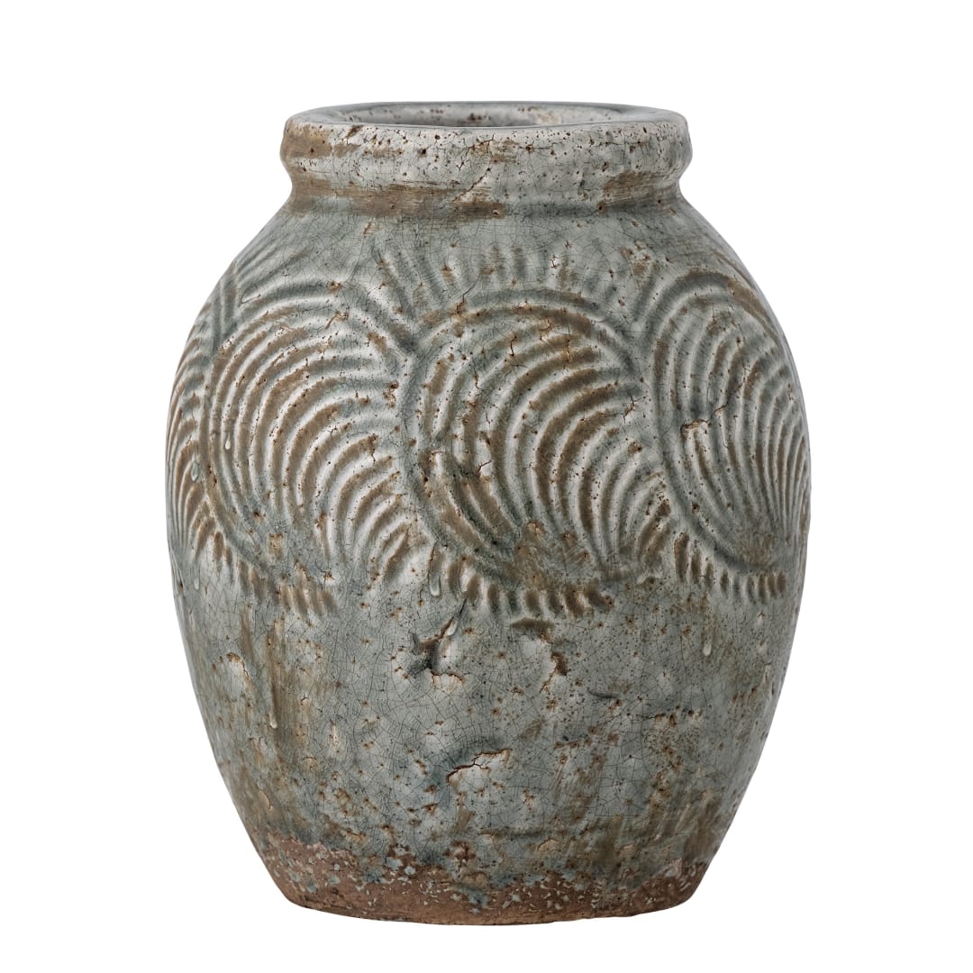 82057709 - Damian Deco Vase, Green, Terracotta STOCK: 49
