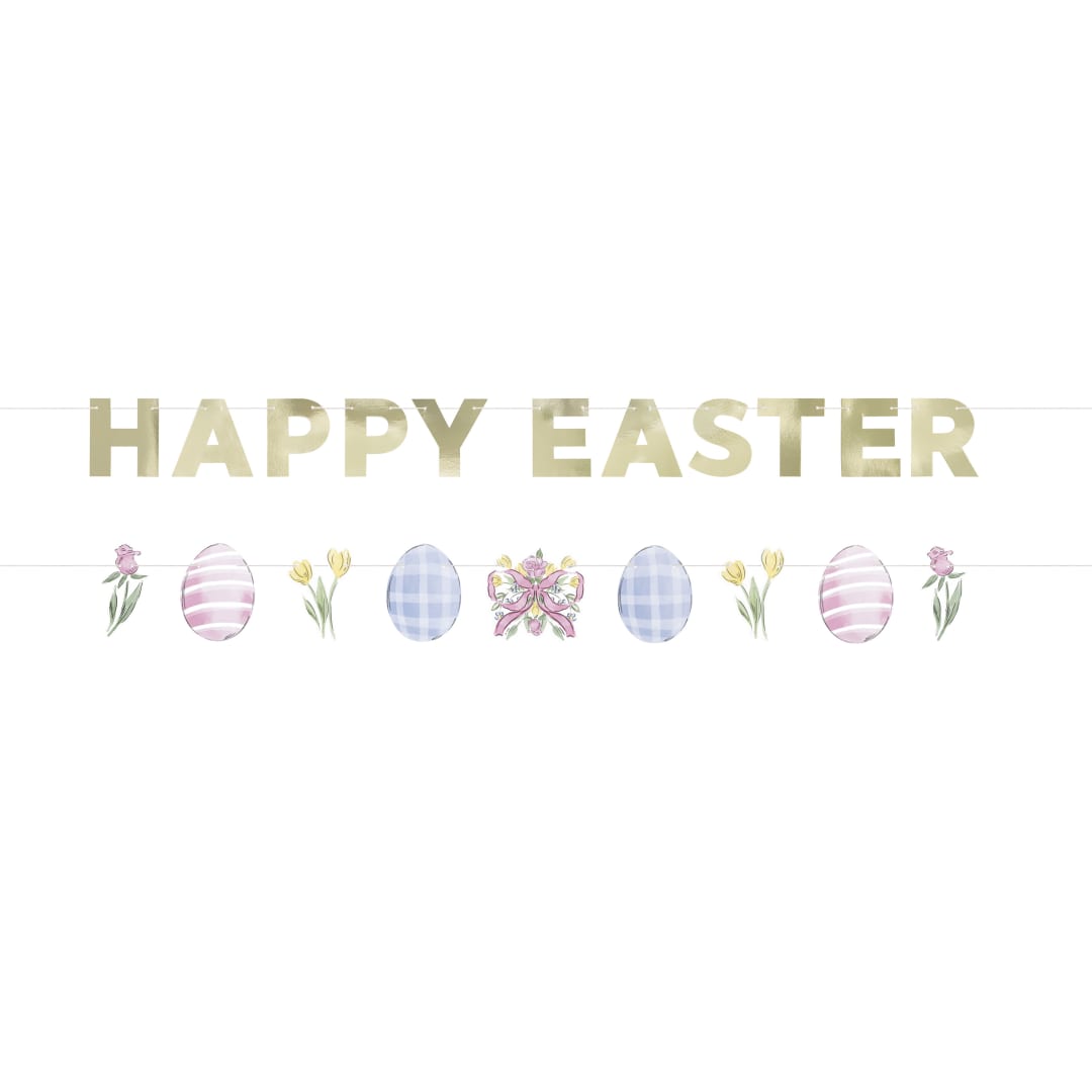Watercolor Easter "Happy Easter" Cutout 6 ft Foil Banner Set, 2pc