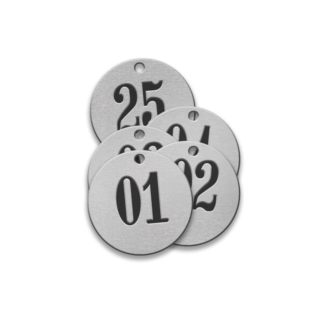 Pre-Marked Tag-Round 01-25 1" Aluminum 25 Pack
