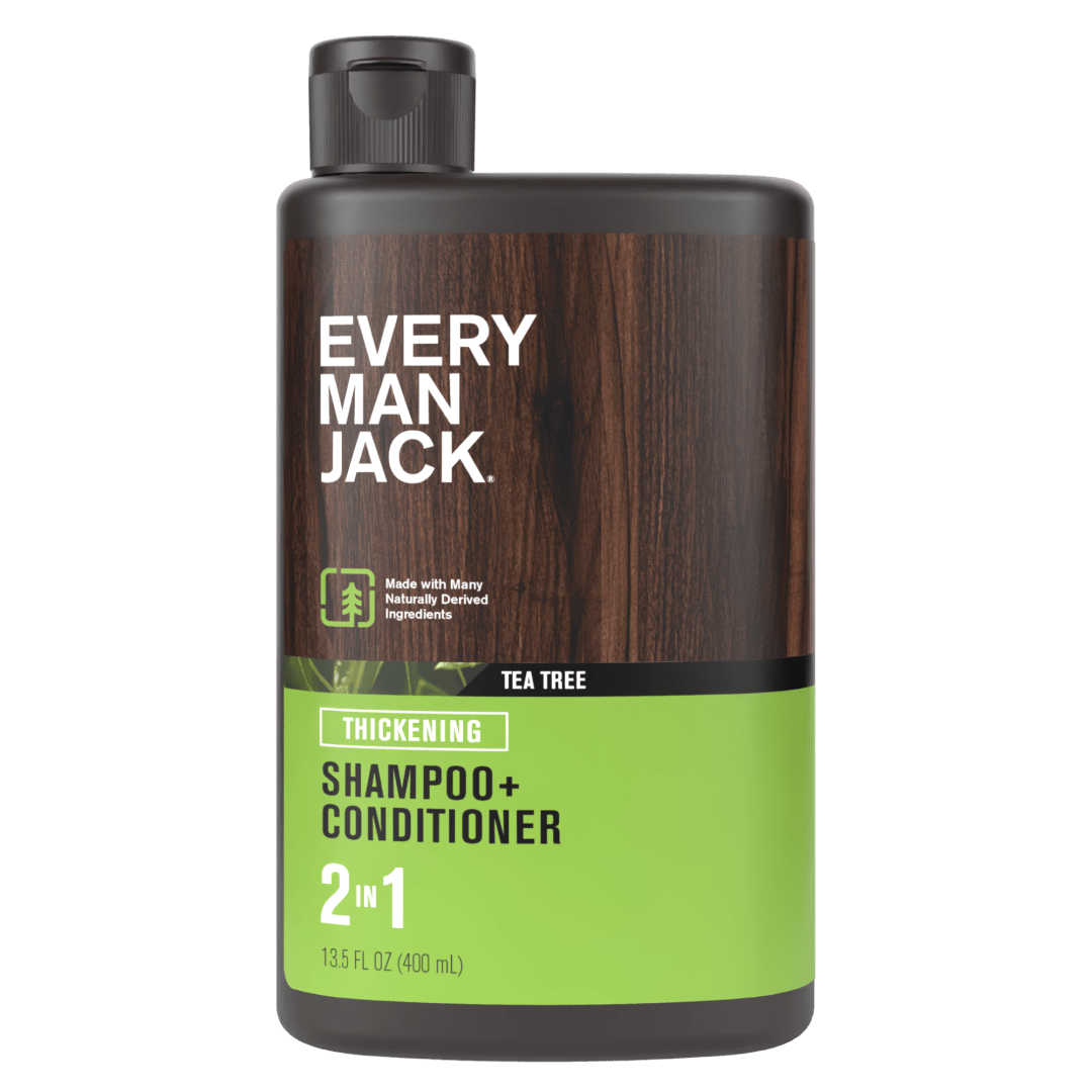 Every Man Jack Thickening Tea Tree 2-in-1 Shampoo and Conditioner for Men, Naturally Derived, 13.5 oz
