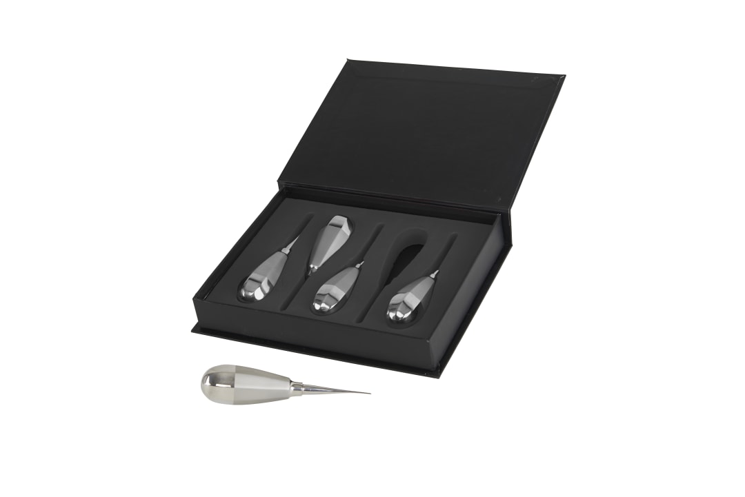 KRUUSE Dental Luxator Set with Stubby Handles in Cardboard Case, 1mm to 5mm