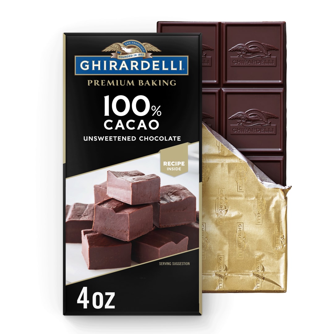 GHIRARDELLI Premium 100% Cacao Unsweetened Chocolate Baking Bar, 4 oz Bar