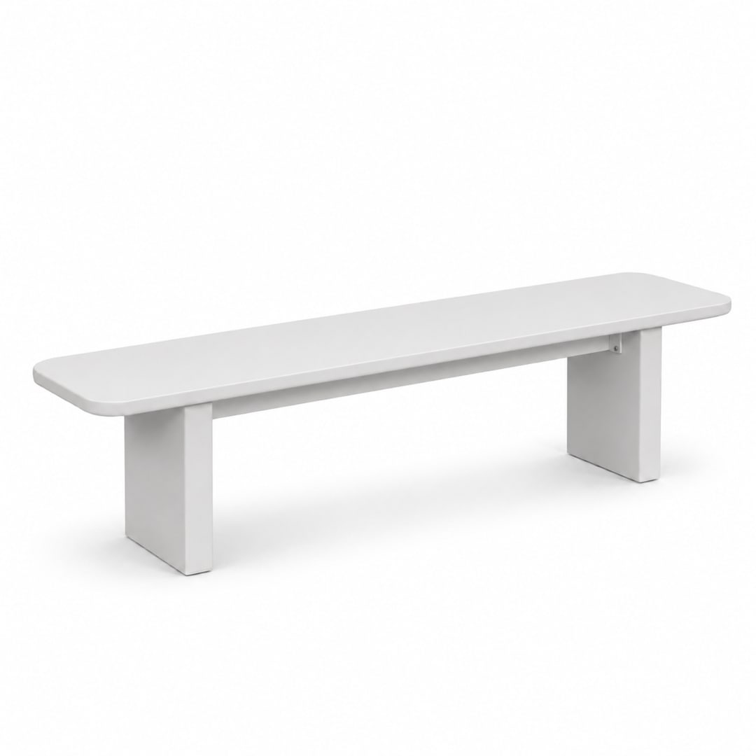 Modern Indoor/Outdoor Matte White 78.7" Poly-Fiber Bench