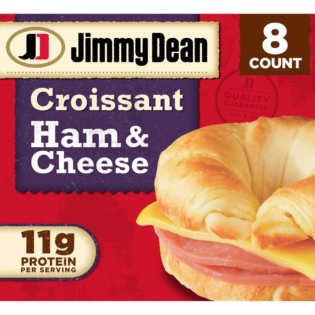 Jimmy Dean Croissant Breakfast Sandwiches with Ham and Cheese, Frozen, 8 Count