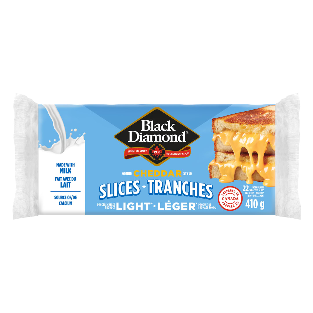 Black Diamond Light Cheddar Cheese Slices, 410g