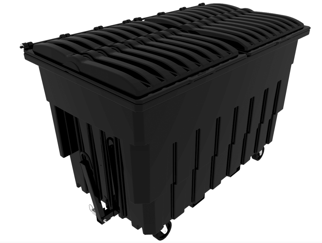2 Cubic Yard 1000 lbs. Capacity Mobile Truck with Attached Duel Black Lid and Pintle Hook Tow Assembly - Black