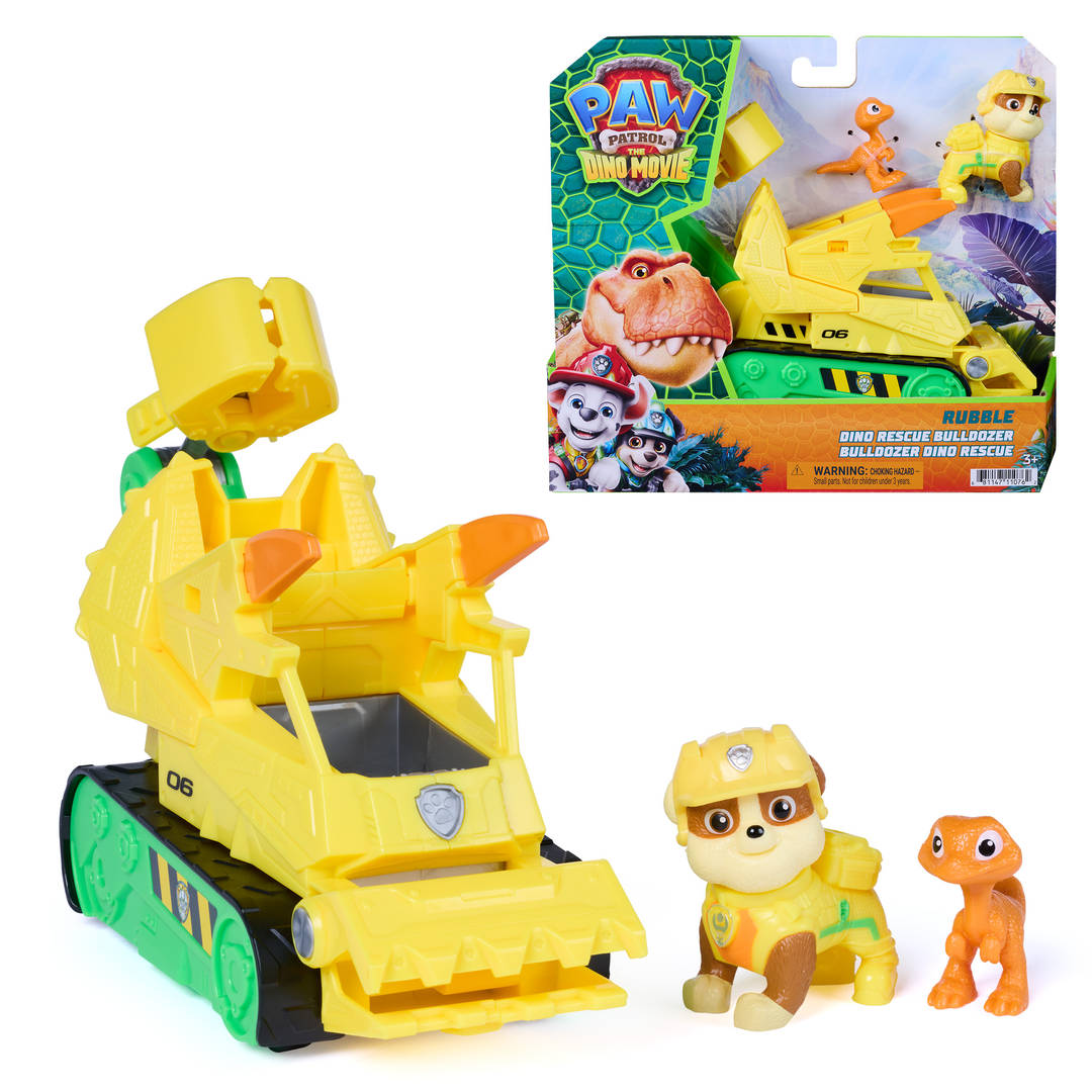 PAW Patrol The Dino Movie Rubble Dino Rescue Bulldozer Toy Truck