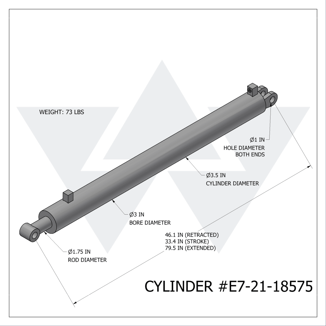 Wastebuilt® Replacement for E-Z Pack Tailgate Raise Cylinder 48.5"X5"X5"