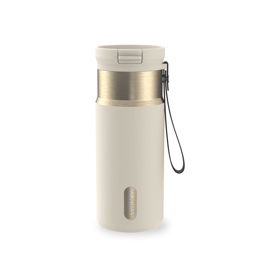 Contigo SnapSeal Insulated Stainless Steel Water Bottle with Carrying Strap, 16 oz (473 ml)