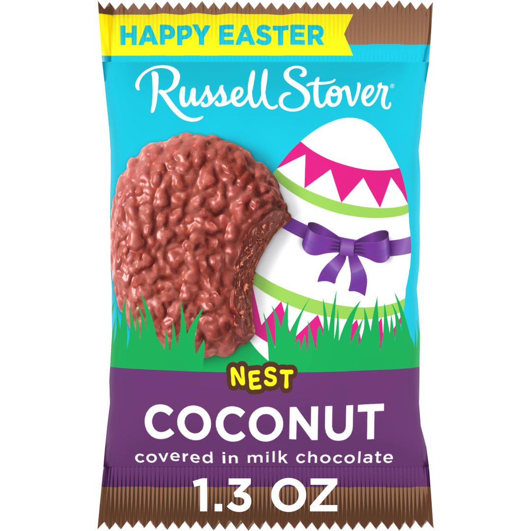 RUSSELL STOVER Easter Coconut Milk Chocolate Candy Easter Nest, 1.3 oz.