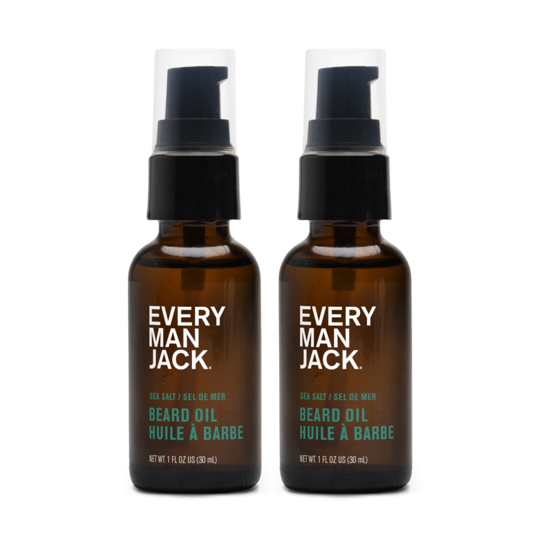 Every Man Jack Mens Beard Oil - Subtle Sea Salt + Citrus Fragrance - Deeply Moisturizes and Softens Your Beard and Adds a Natural Shine - Naturally Derived with Shea Butter and Coconut Oil - 1 fl oz (2 Pack)