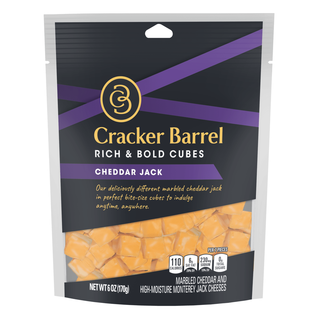 Cracker Barrel Cheddar Jack Cheese Snack Cubes, 6 oz Bag