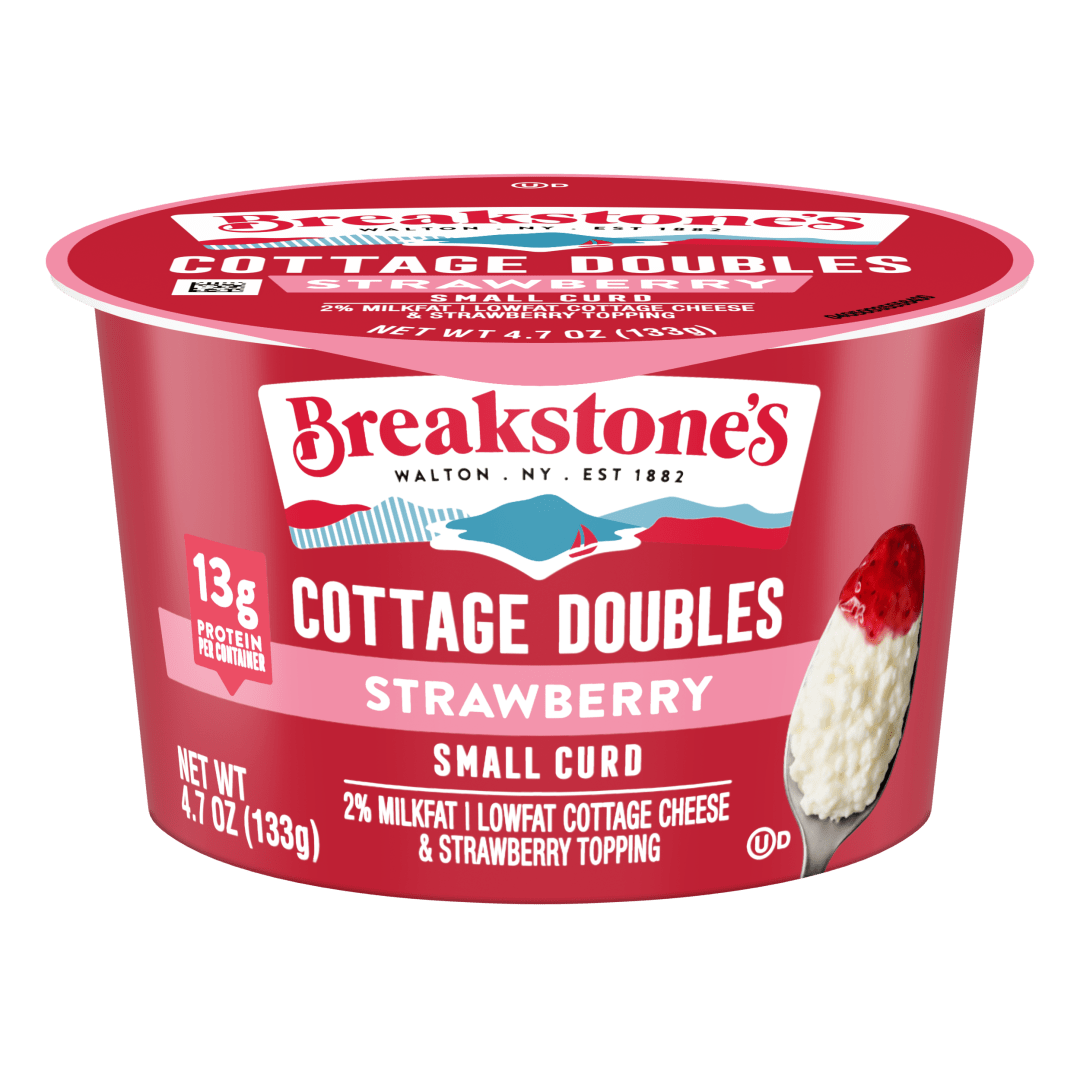 Breakstone's Cottage Cheese Doubles With Strawberry, Lowfat 2% Milkfat, 4.7 oz Cup, 13g of Protein Per Serving
