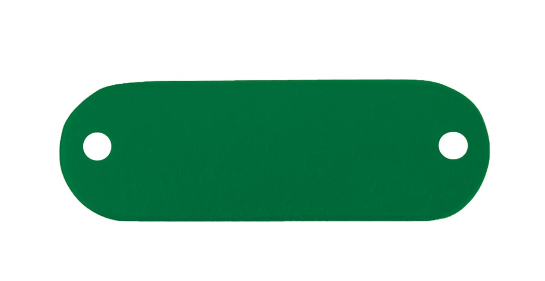 Tag-Rectangle with Rounded Ends 1" x 2-1/8" Anodized Aluminum Green 5 Pack