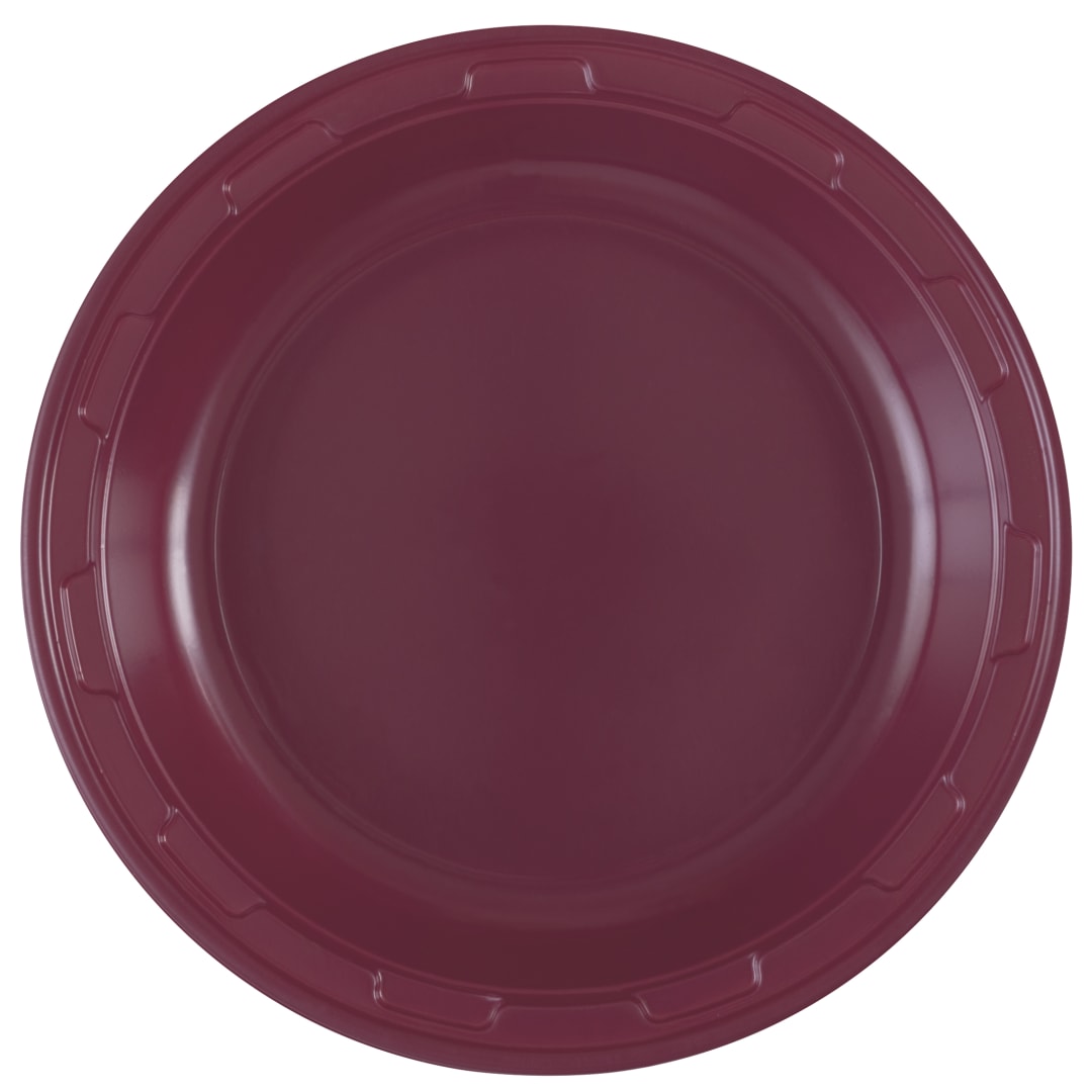 Burgundy Solid Round 7" Plastic Dessert Plates, 50ct