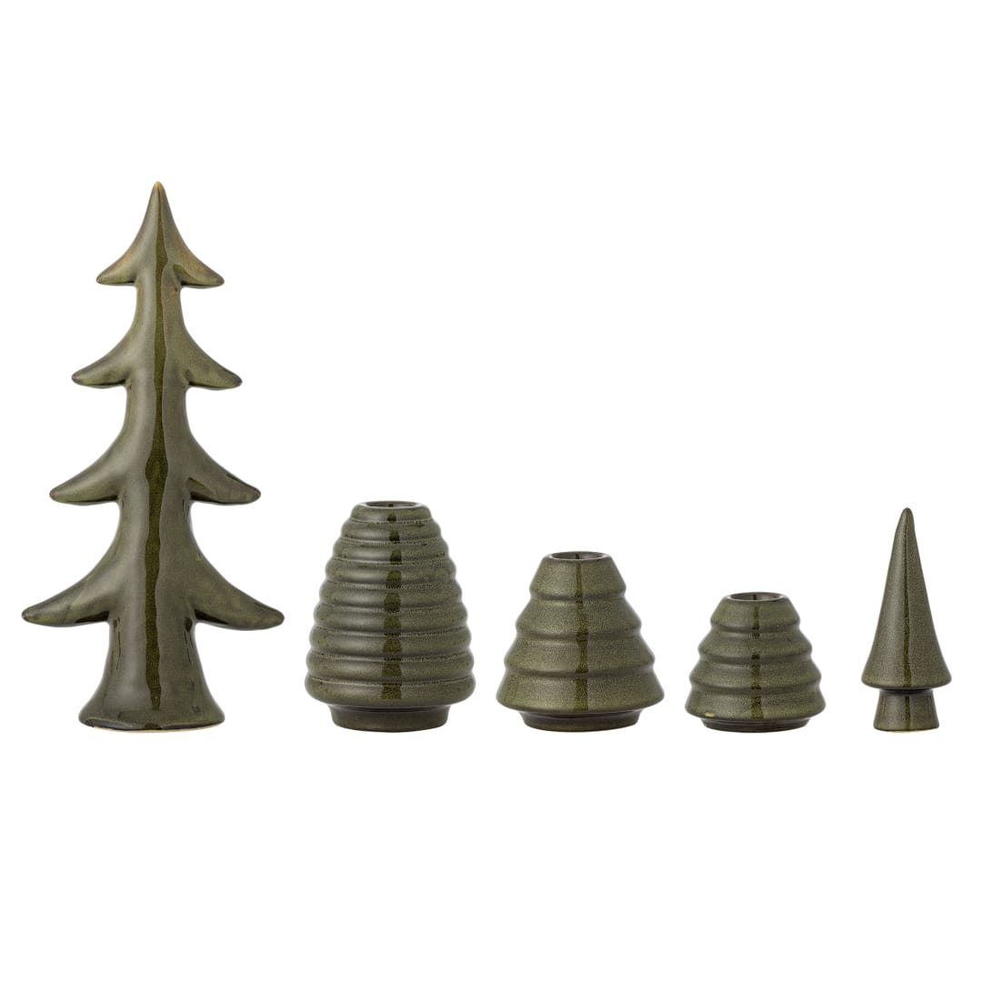 82072900 - Woods Candle Holder, Green, Stoneware STOCK: 221