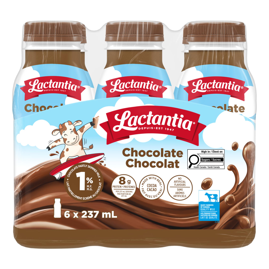 Lactantia Chocolate Partly Skimmed Milk, 1%, 6x237mL